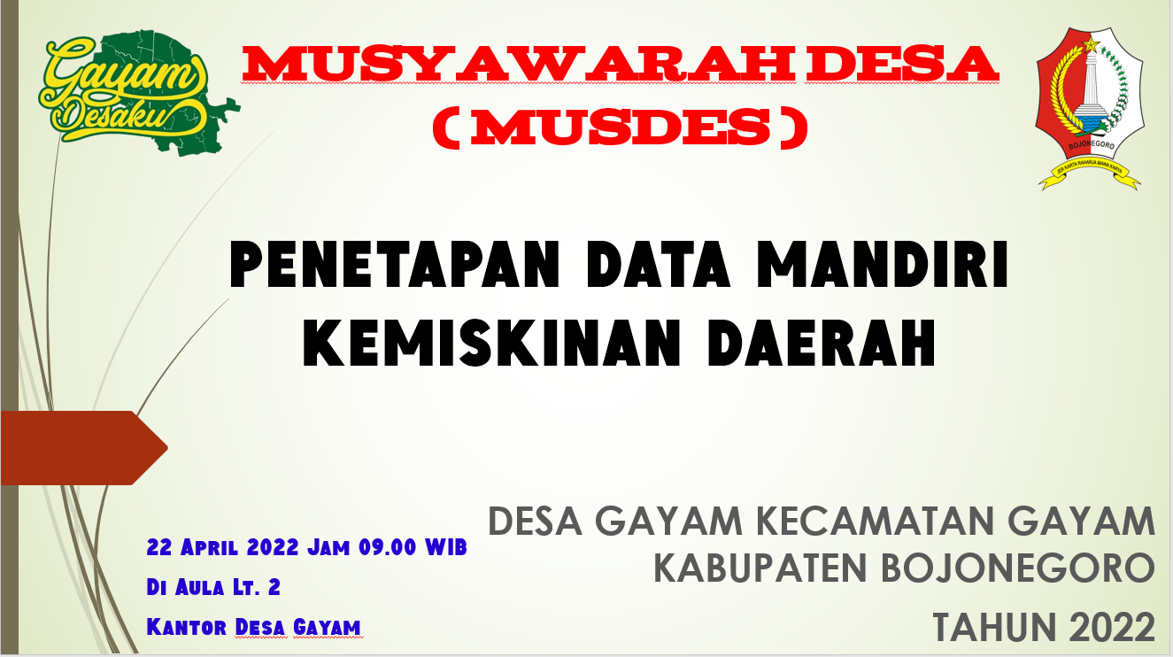 Musyawarah Desa Penetapan Data Mandiri Kemiskinan Daerah